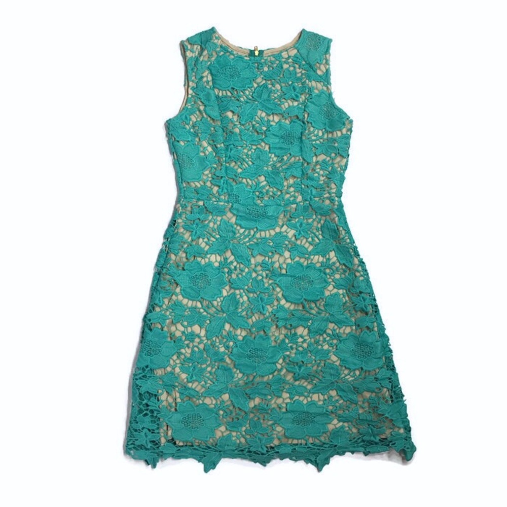 Dress Sleeveless Lace Overlay Seafoam Green